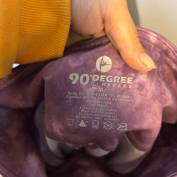 90 Degrees By Reflex Purple Tie Dye 7/8 Active Leggings - Picture 3 of 3